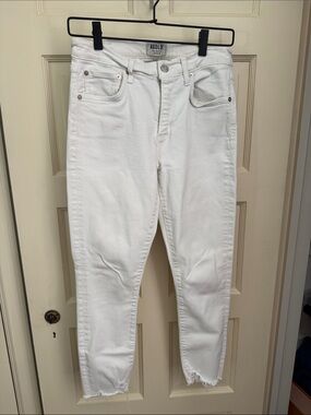 AGOLDE Sophie High Rise Skinny Crop in Aero / White